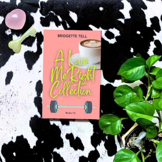 A Love Me Right Collection by Bridgette Tell on a cowhide flat-lay with rose quartz, jade and pothos